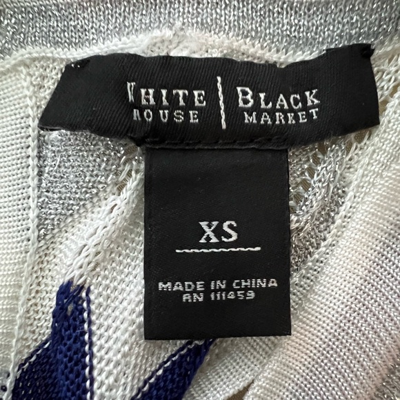 White House/Black Market metallic halter top in white, blue and silver - Picture 4 of 5